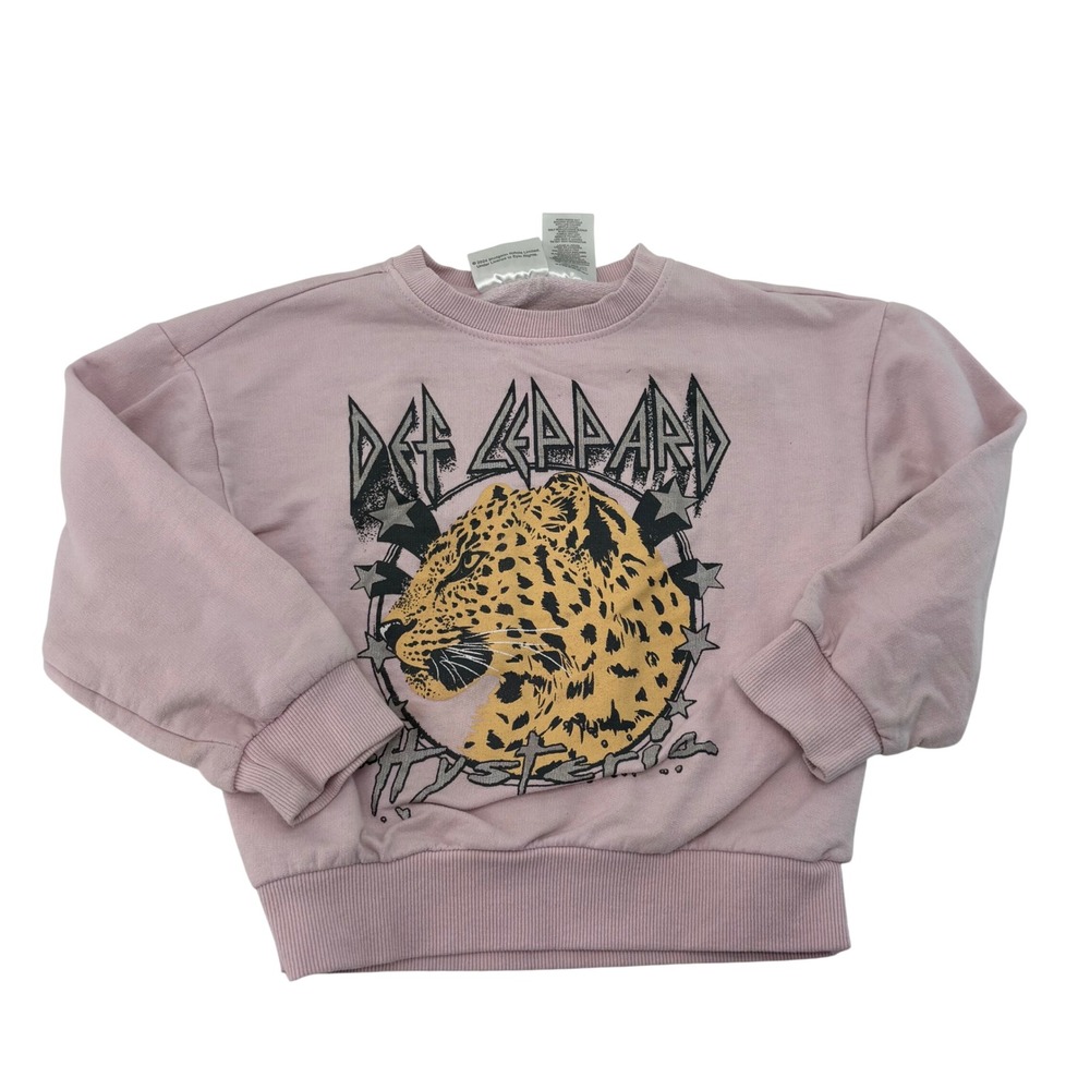 Def Leppard Hysteria Pink Leopard Graphic Sweatshirt Girls 6/6X D30004ABGINT